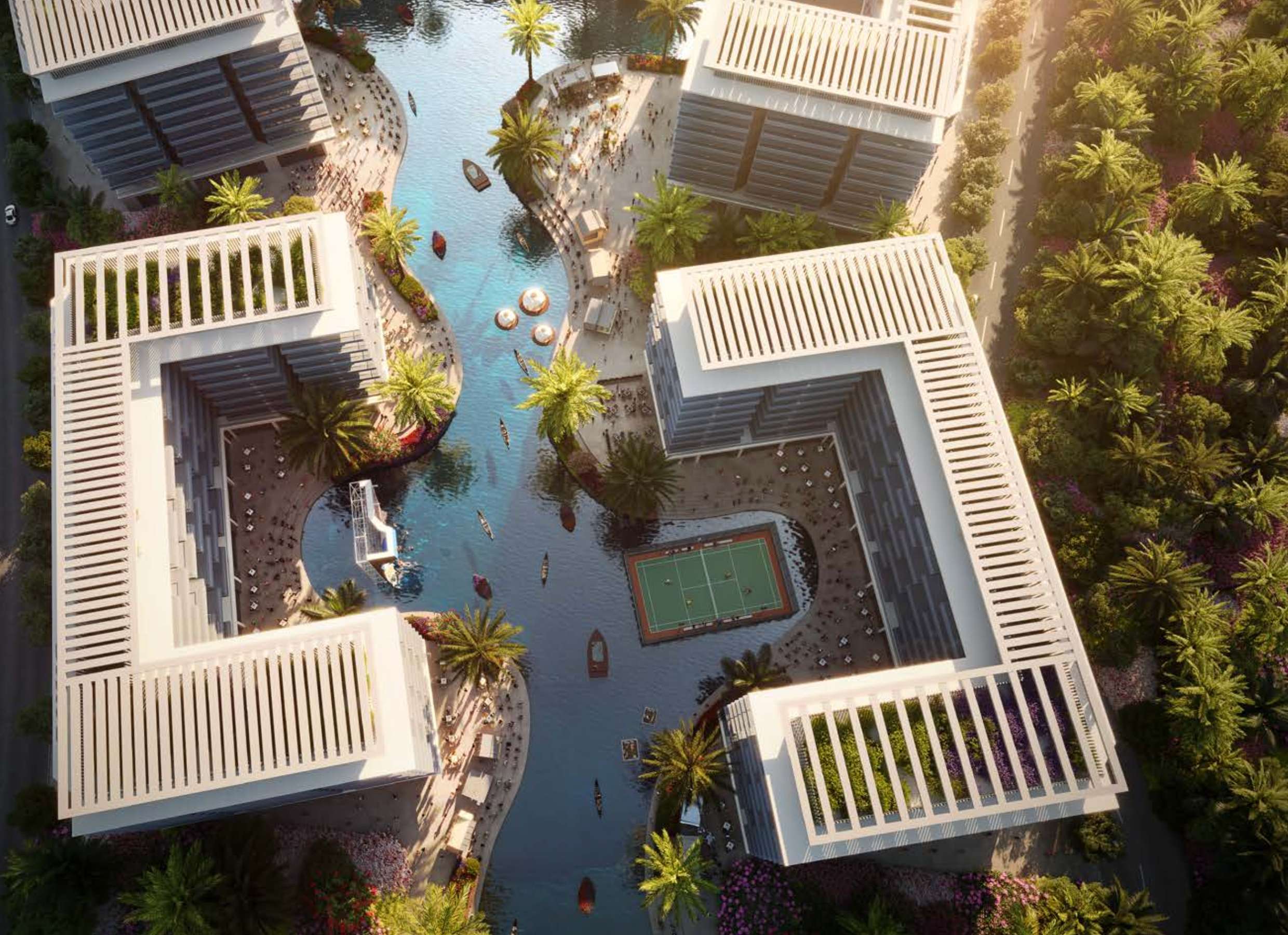 Damac Riverside Canal Aerial View